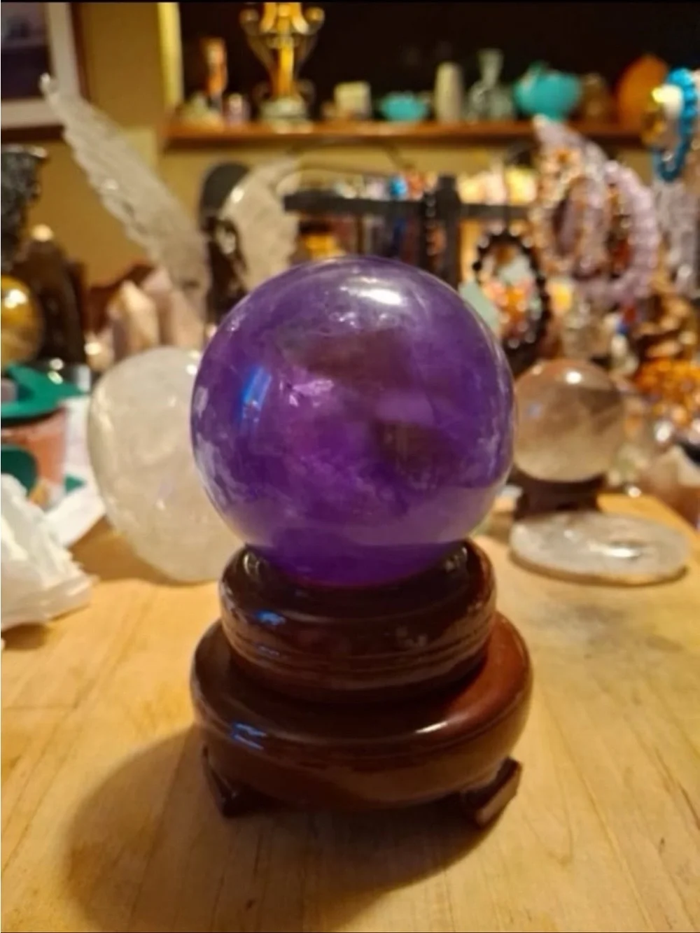 Amethyst Crystal Sphere - Purple Home Accent